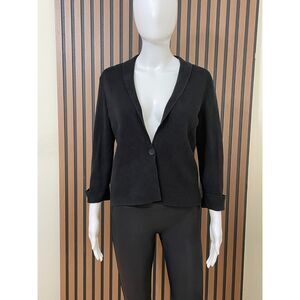 Eileen Fisher Women's XS Black Sweater Silk Blend Cardigan Knitted Shawl Lapel